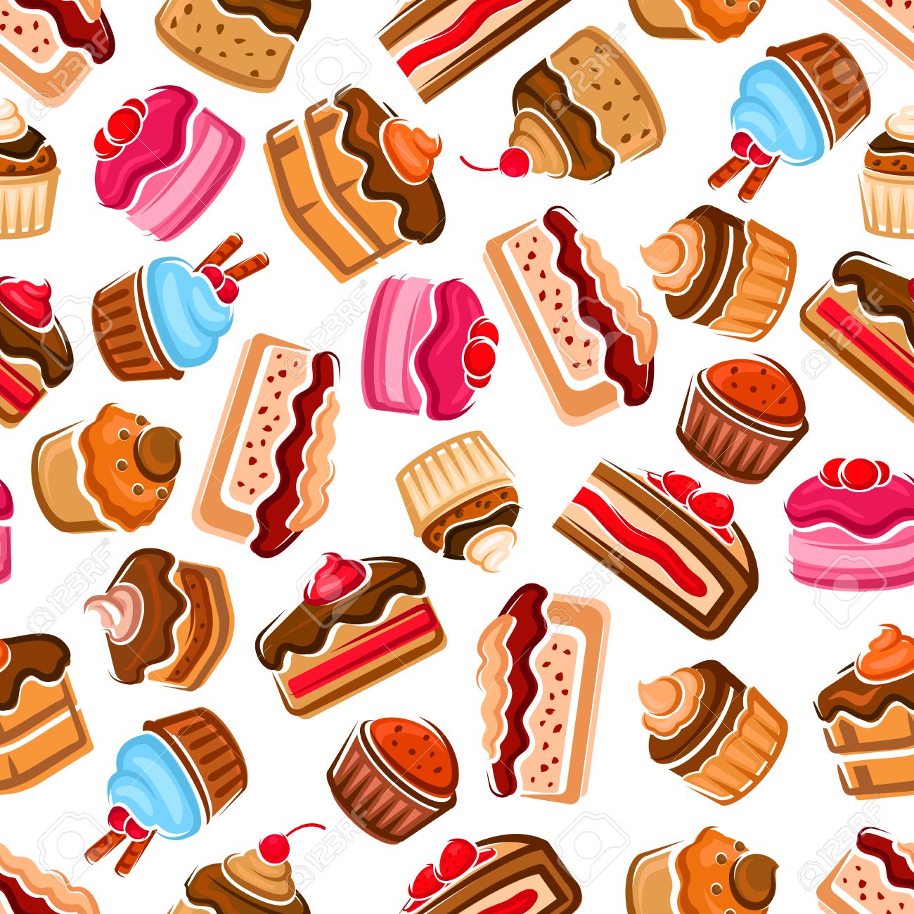 Desserts And Sweets Seamless Background Wallpaper With Vector