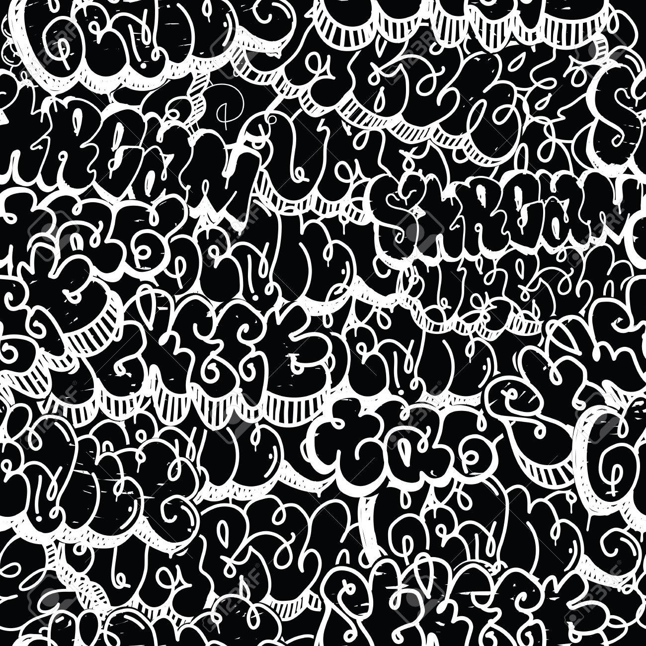 Background Seamless Pattern Graffiti Tagging Handstyle Contrast