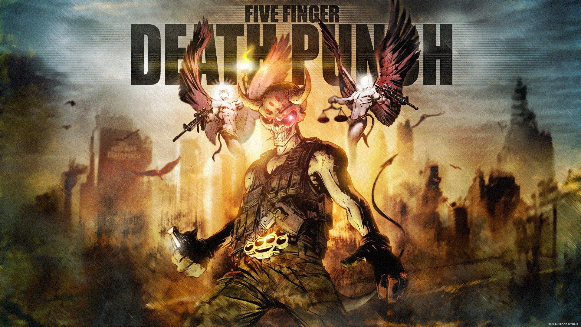 Metal Band Five Finger Death Punch Logo Skeleton Wallpaper HD