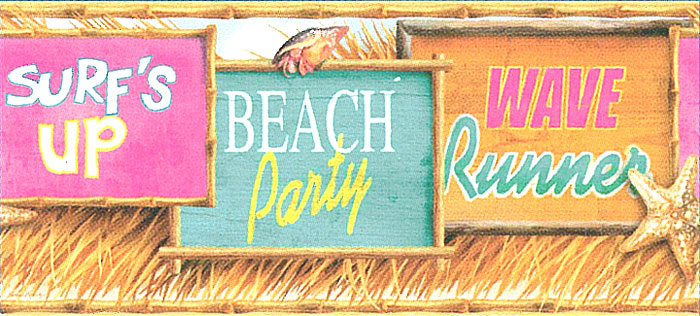 Details About New Wide Beach Signs Ocean Decor Wall Paper Border Roll