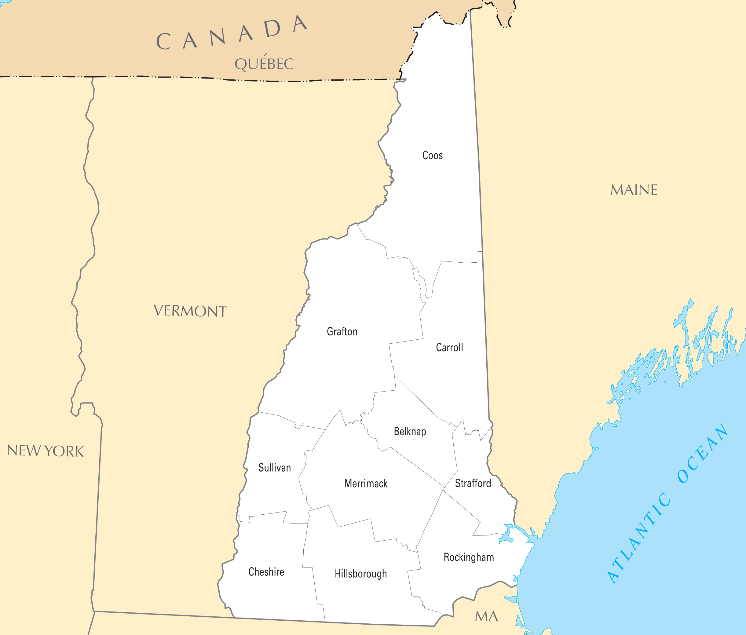 New Hampshire County Map Maps