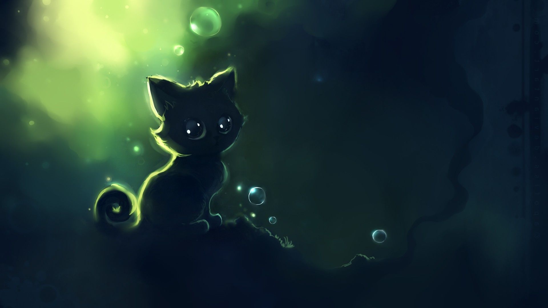 Dark Background Cat Wallpaper Cute