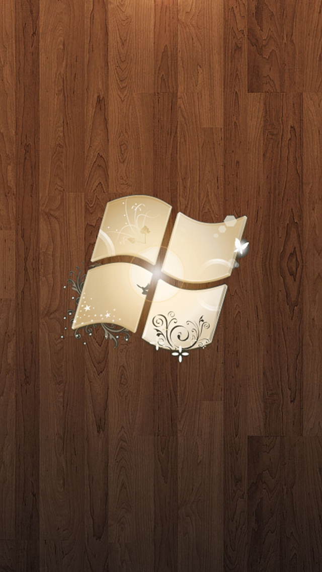Wooden Microsoft Logo iPhone Wallpaper