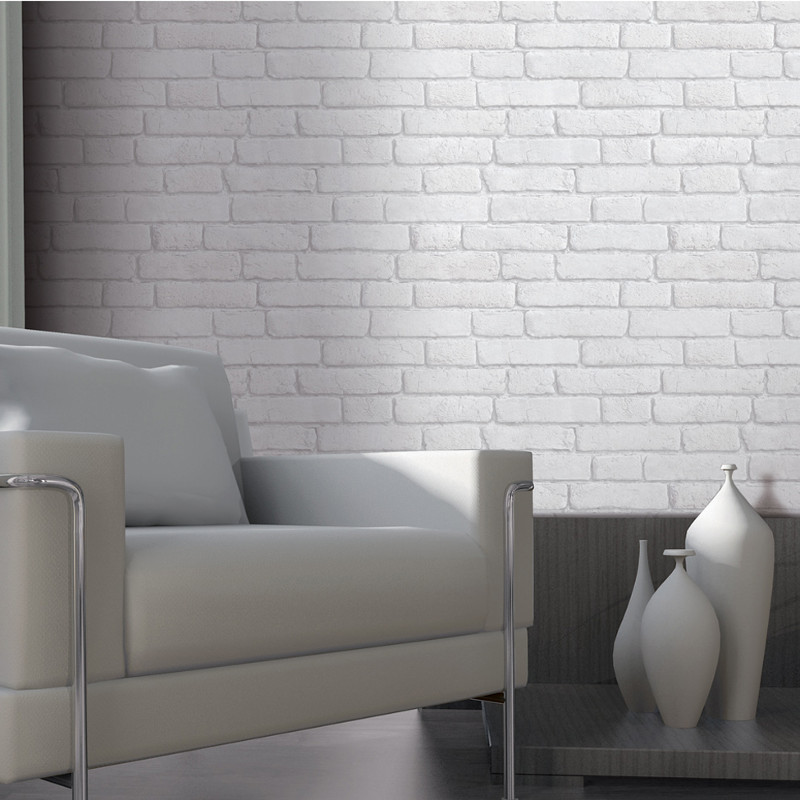 Muriva Brick 3d Effect Wallpaper White