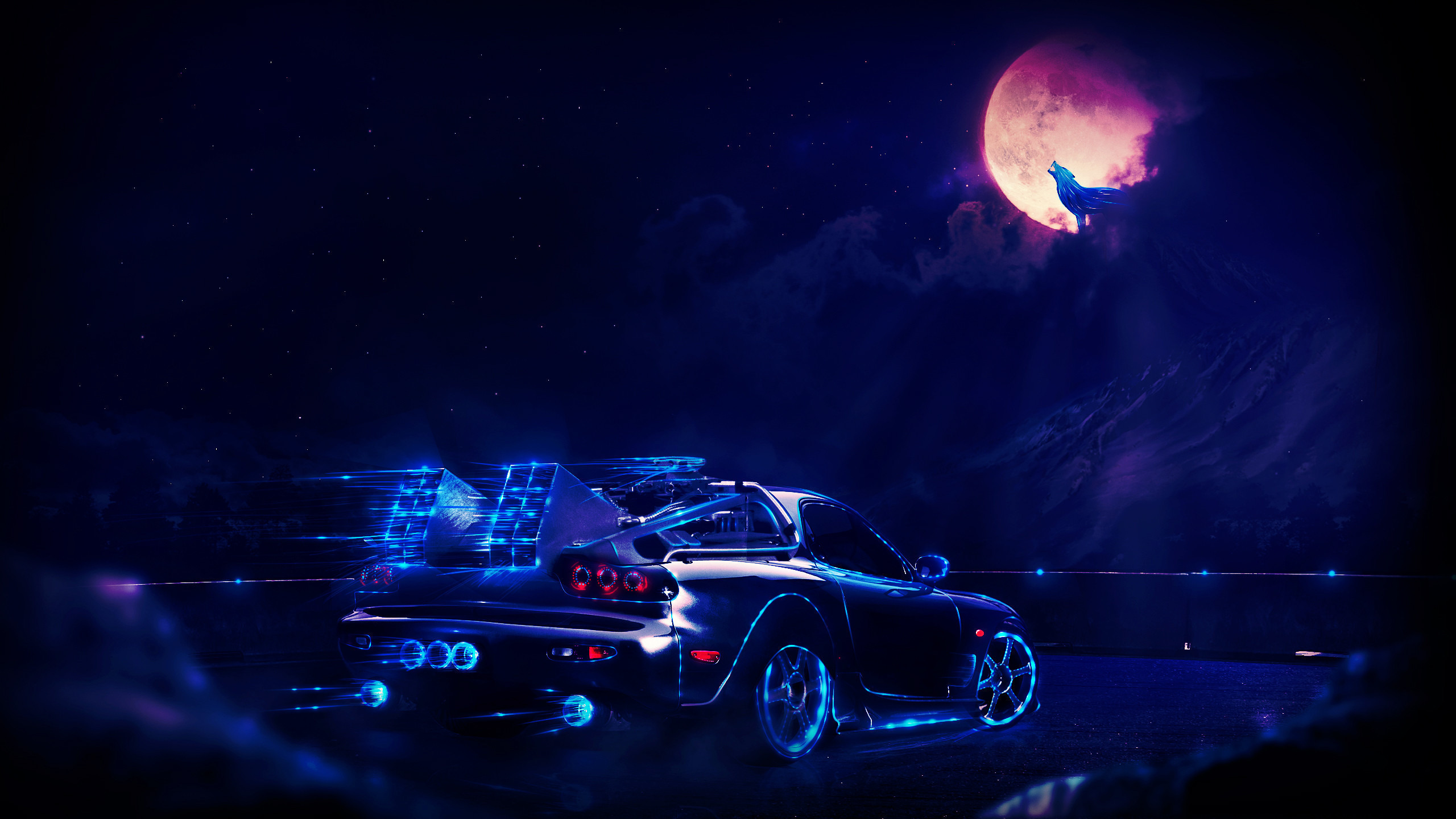 Mazda Rx Car Dark Back To The Future Movie Art