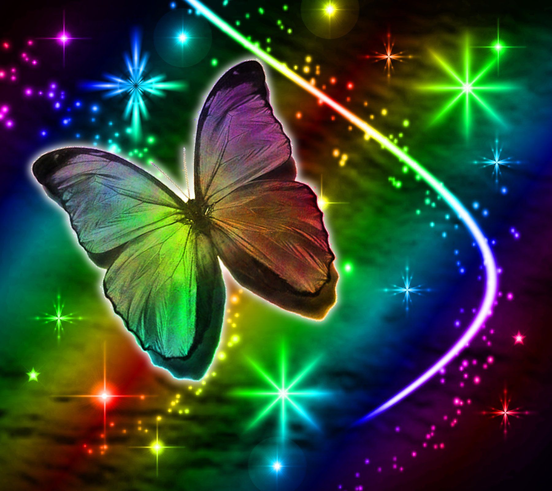 Rainbow Butterflies Background Wallpaper