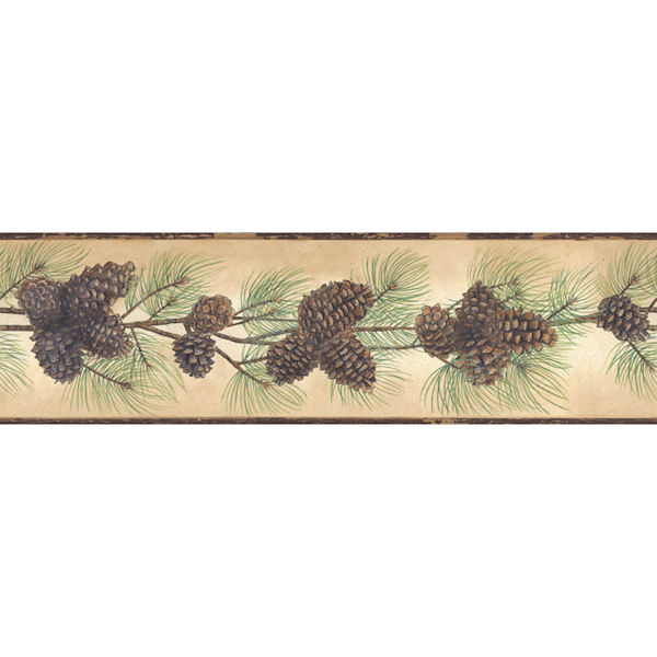 Gold Pine Cone Branch Border   Wall Sticker Outlet