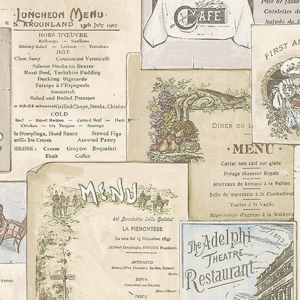 Wallpaper Sample French English Antique Kitchen Menus