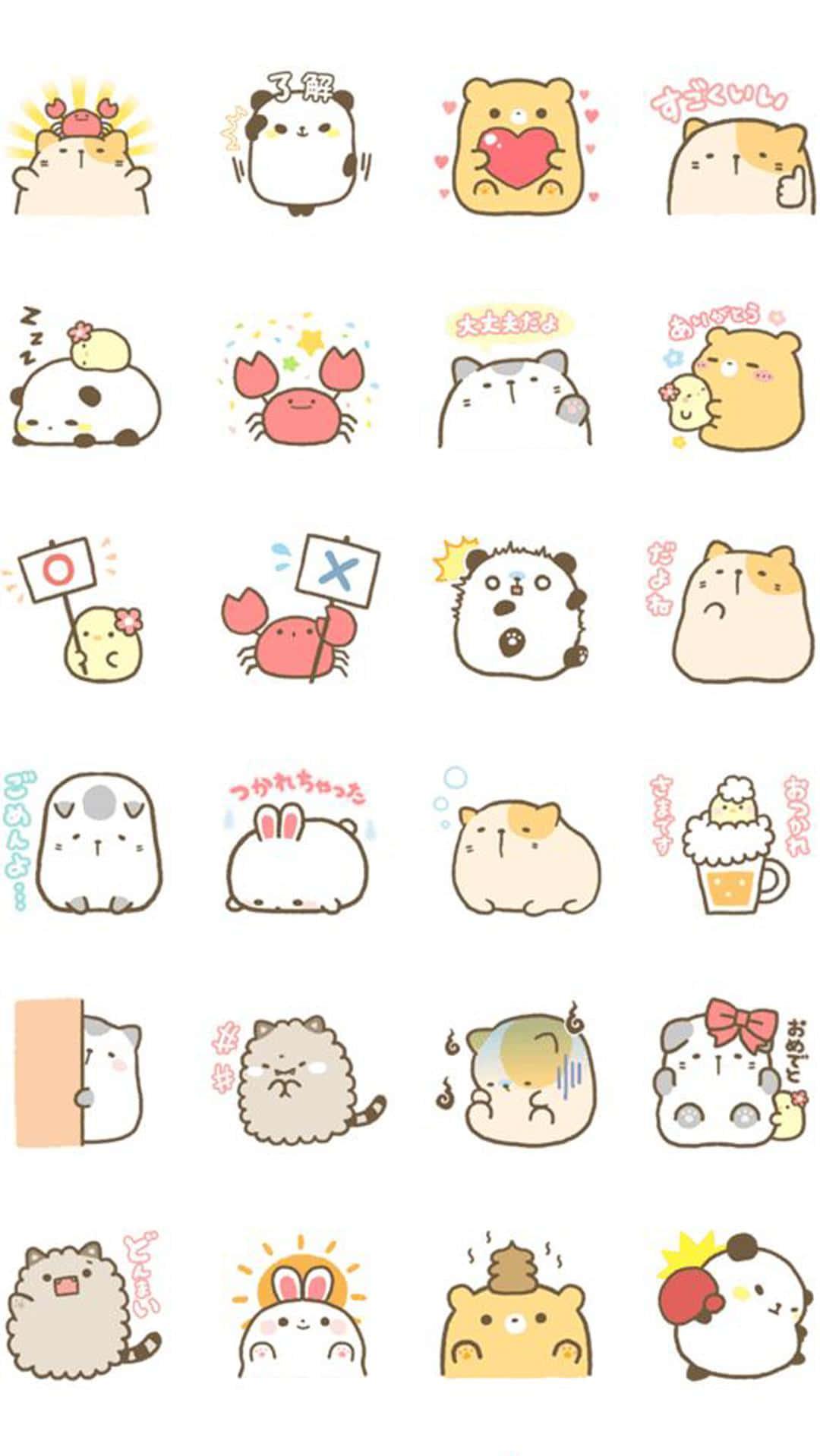 A Variety Of Cute Kawaii Stickers With Different Faces