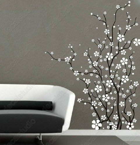 Branch With Blooming Flowers Wall Decals Baby Girl Nursery Bedroom