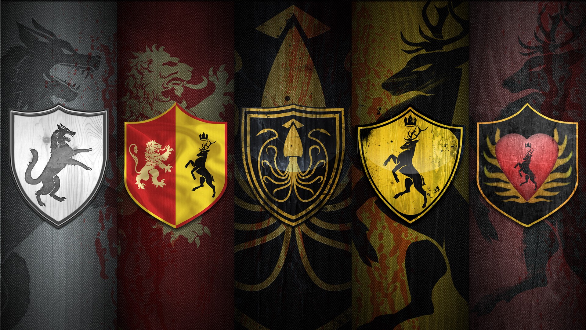 Thrones emblems sigil House Greyjoy House Lannister House Stark House