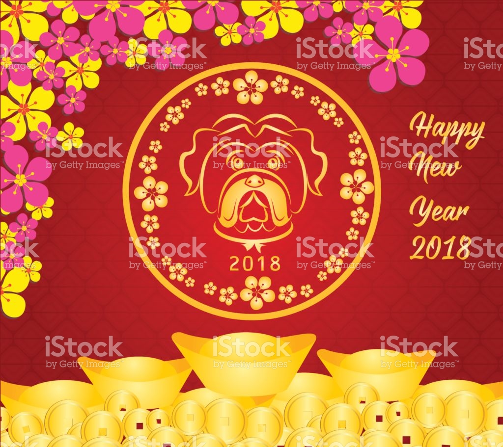 Happy Chinese New Year 2018 Card Is Gold Coins Money Year