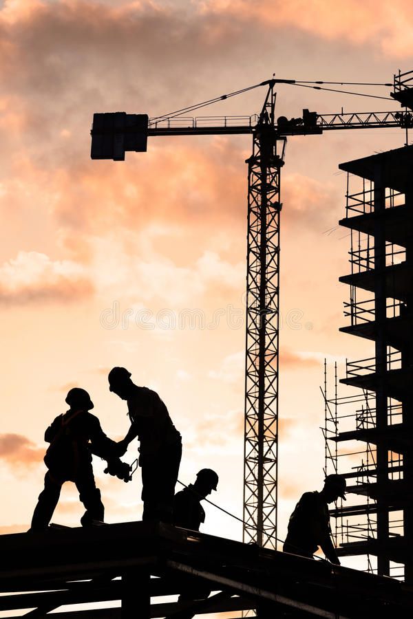 Construction Worker Silhouette Of At Sunset