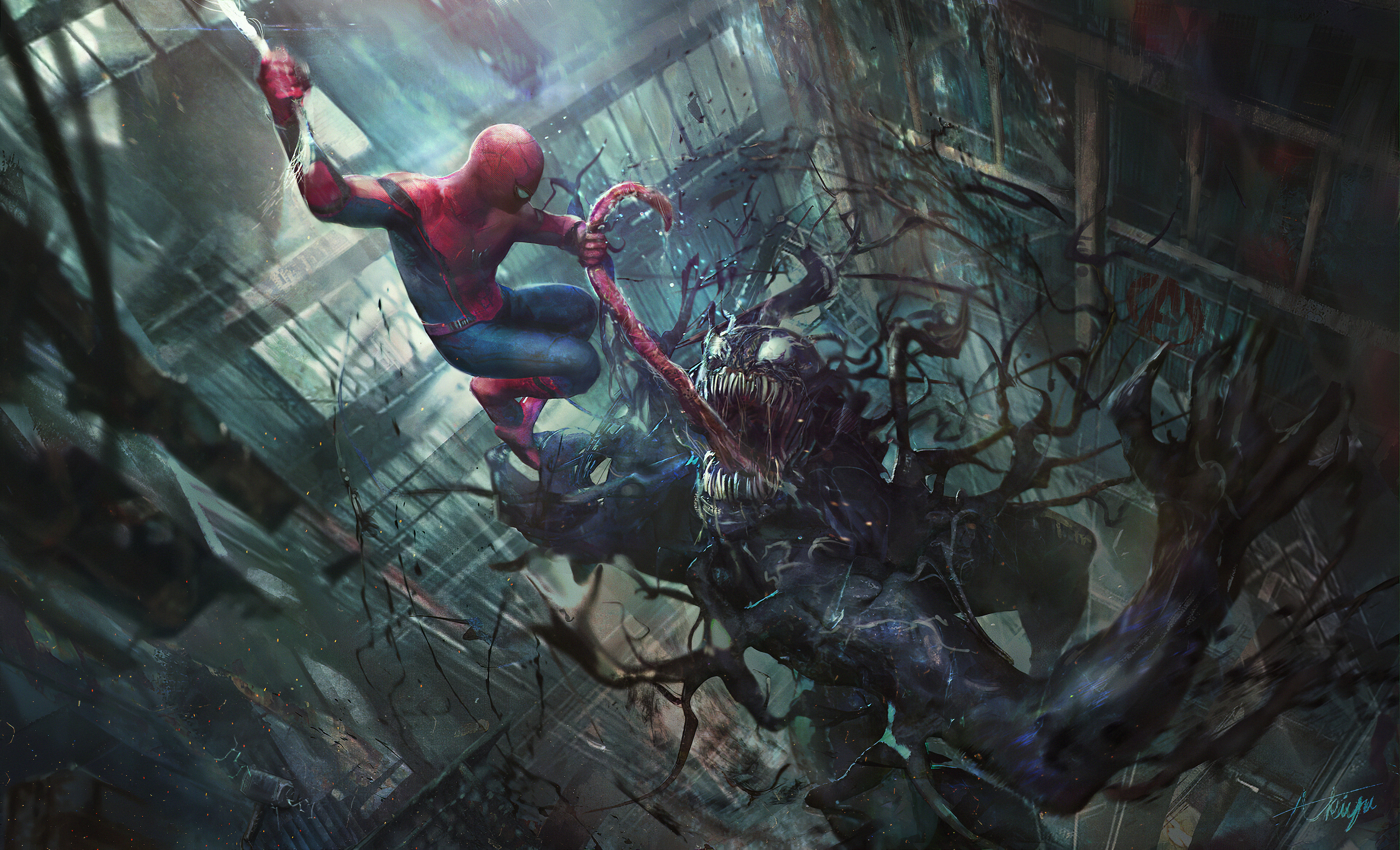 Wallpaper 4k Venom And Spider Man