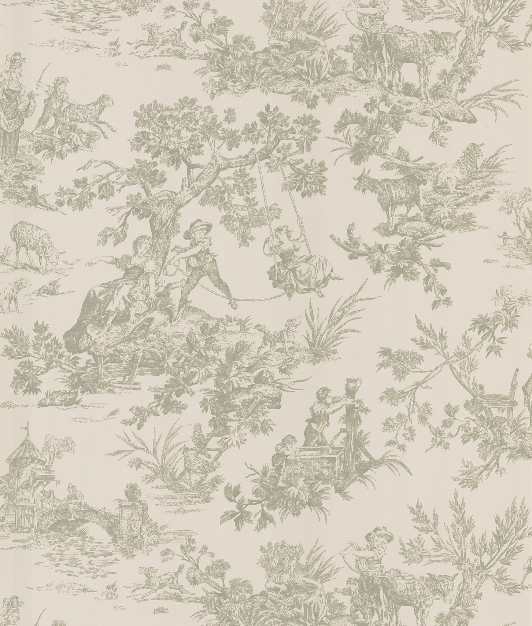 Sample Of Limoges Toile Wallpaper In Taupe By Brewster Home Fashions
