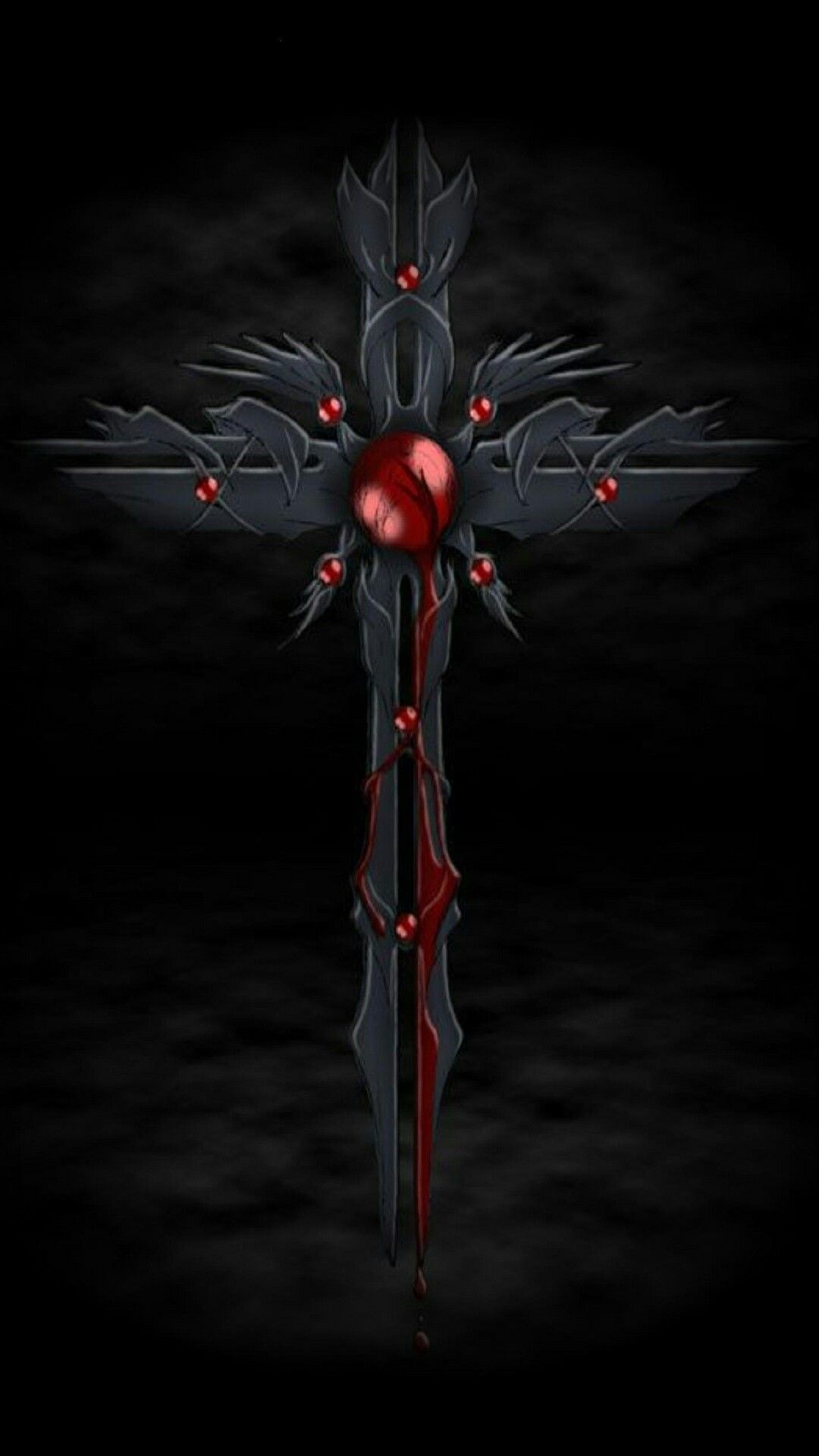 Red Black Gothic Cross Cell Wallpaper Artwork