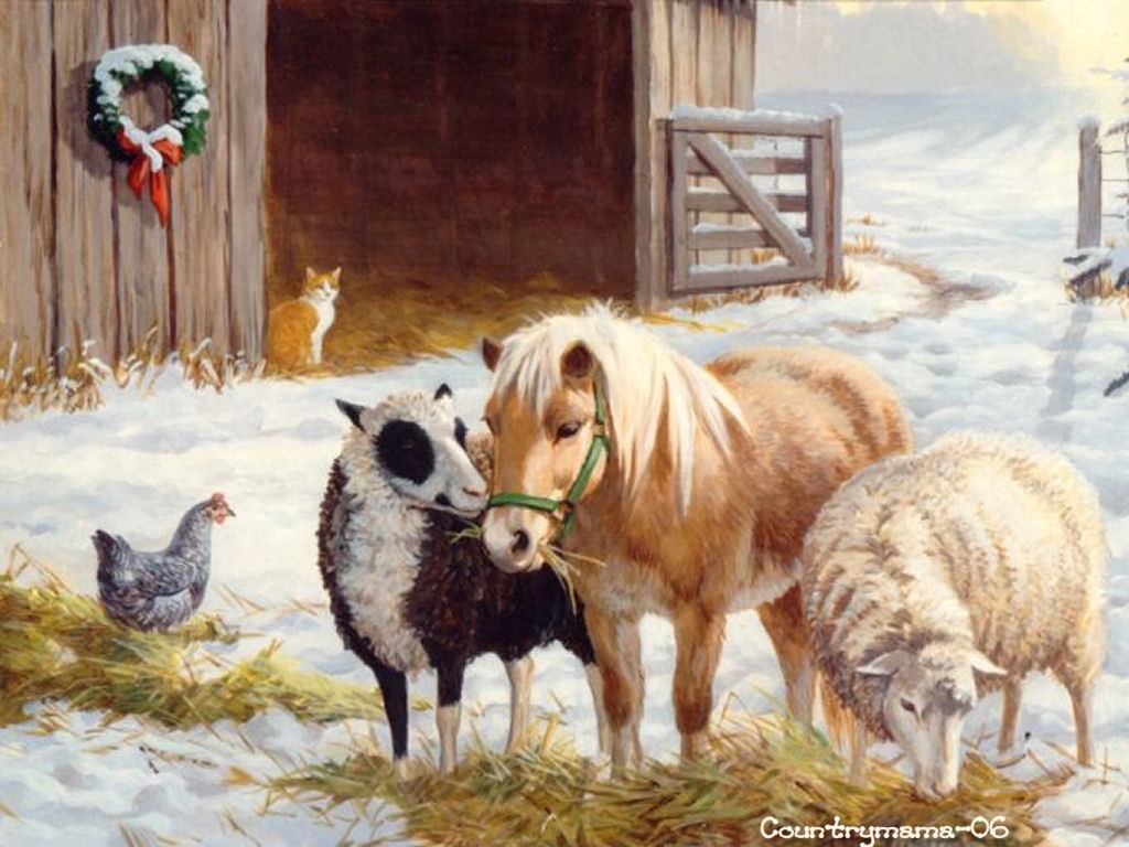  99893 christmas on the farm wallpaper 1024x768 wallpaperherejpg