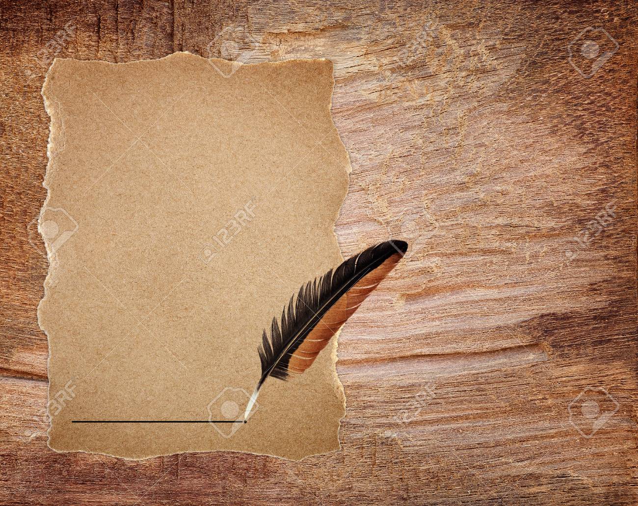 Vintage Background With Quill Pen On Table Stock Photo Picture