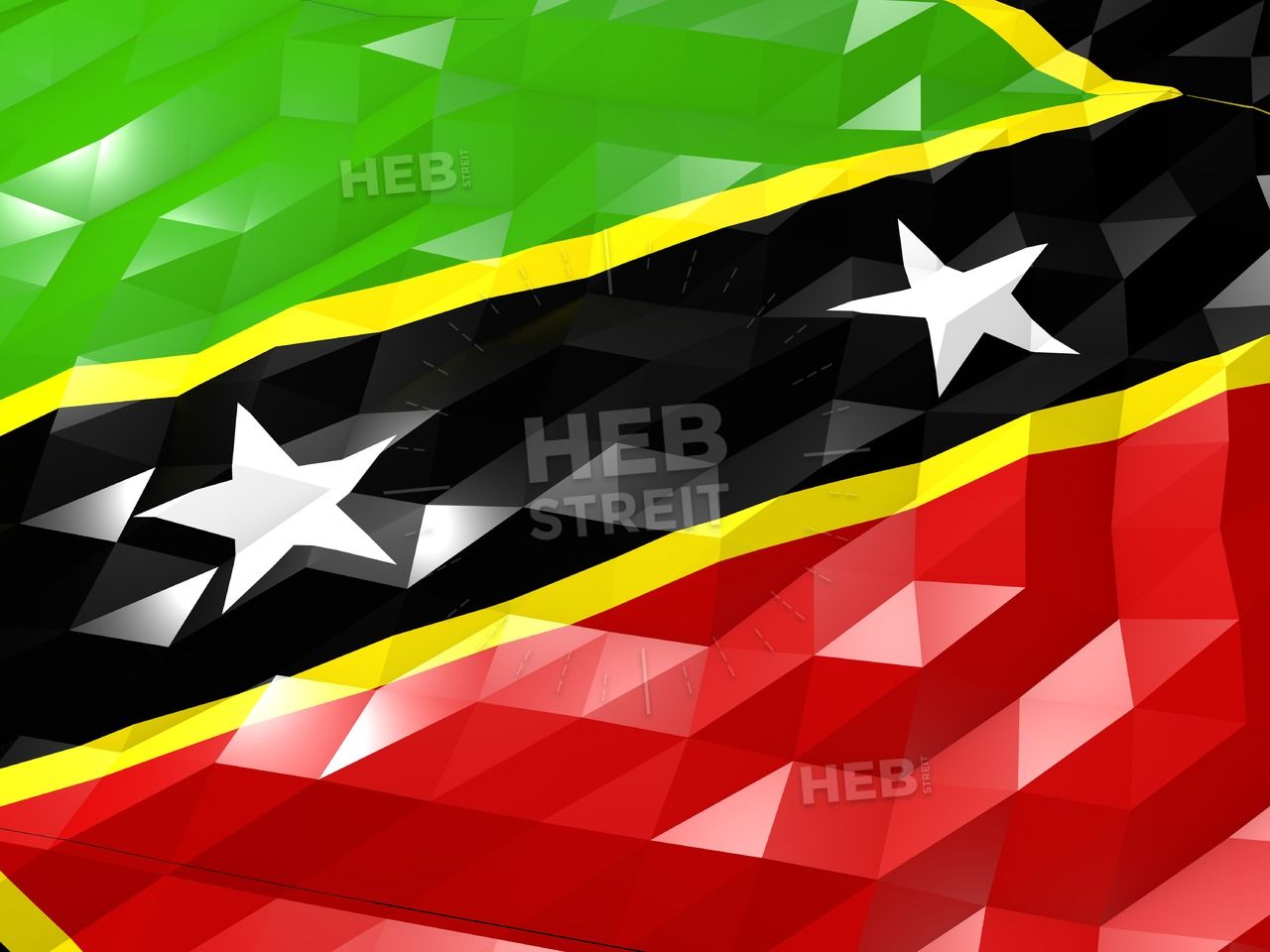 Flag Of Saint Kitts And Nevis 3d Wallpaper Illustration Digital