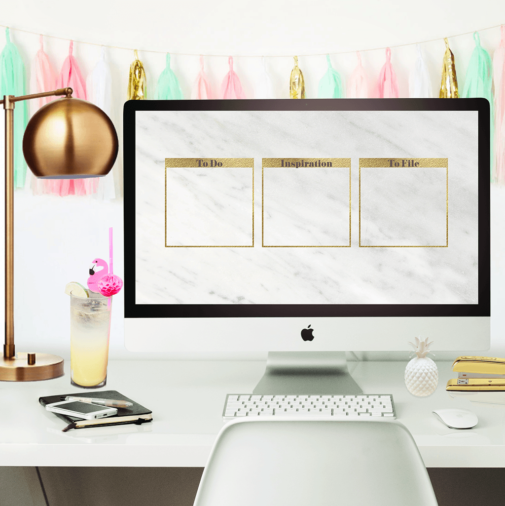 Marble And Gold Desktop Wallpaper Organizer Bies
