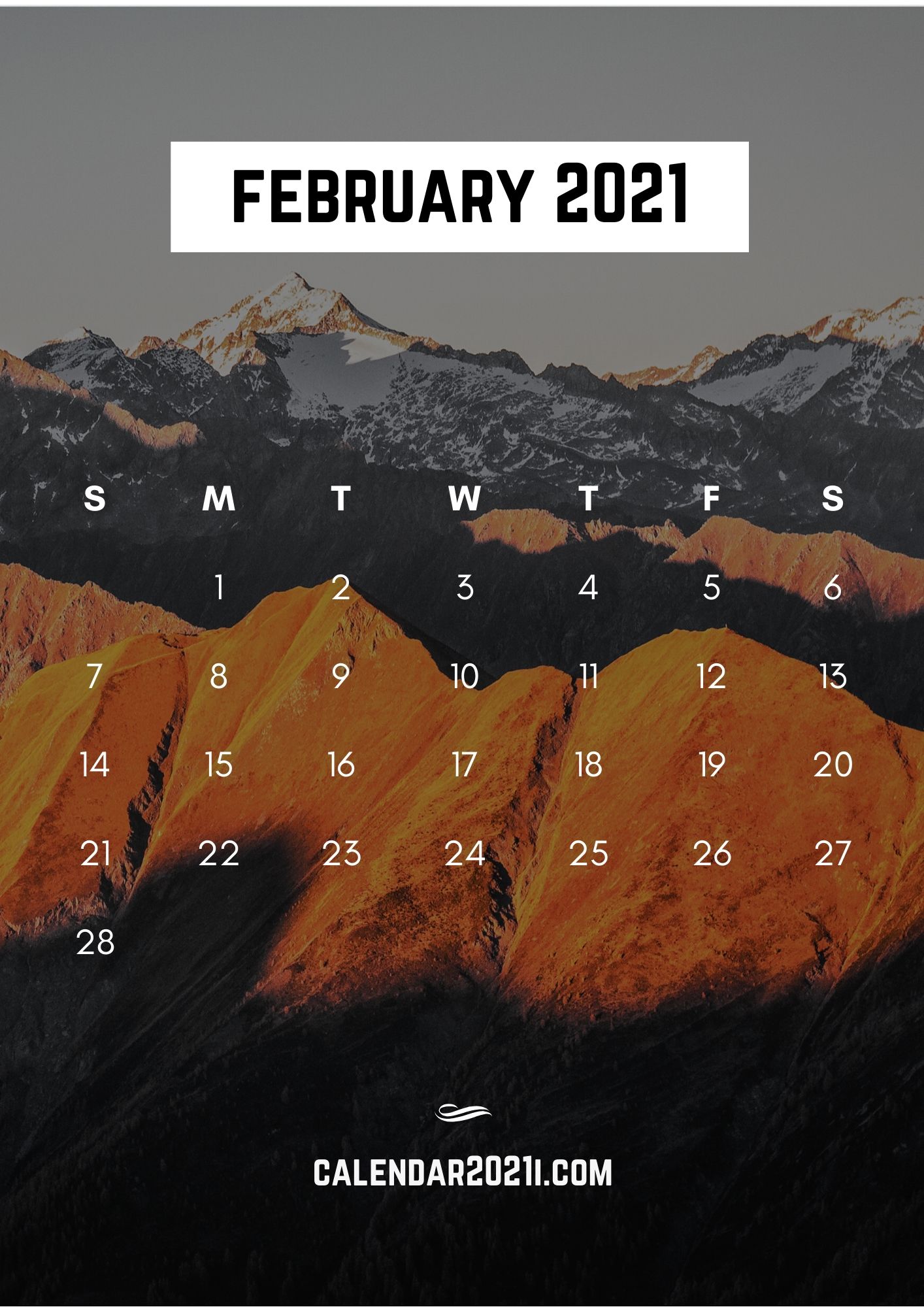 iPhone February Calendar Wallpaper