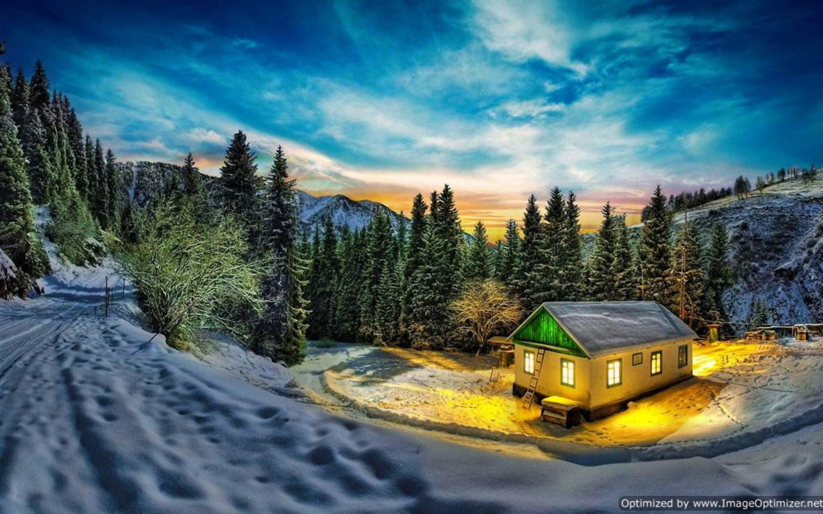 Mountain Cabin Winter HD Wallpaper 6259