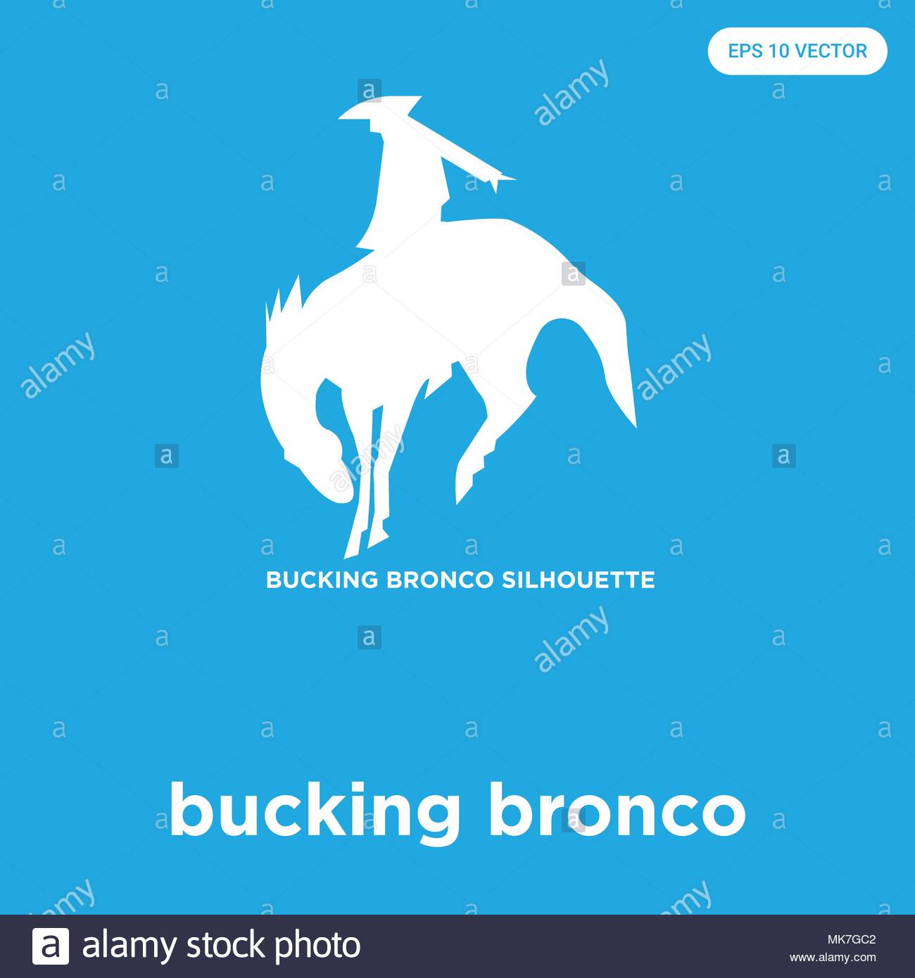 Bucking Bronco Vector Icon Isolated On Blue Background Sign And