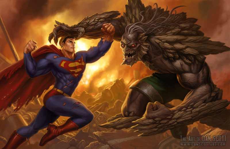Concept Art Of Superman Fighting Doomsday
