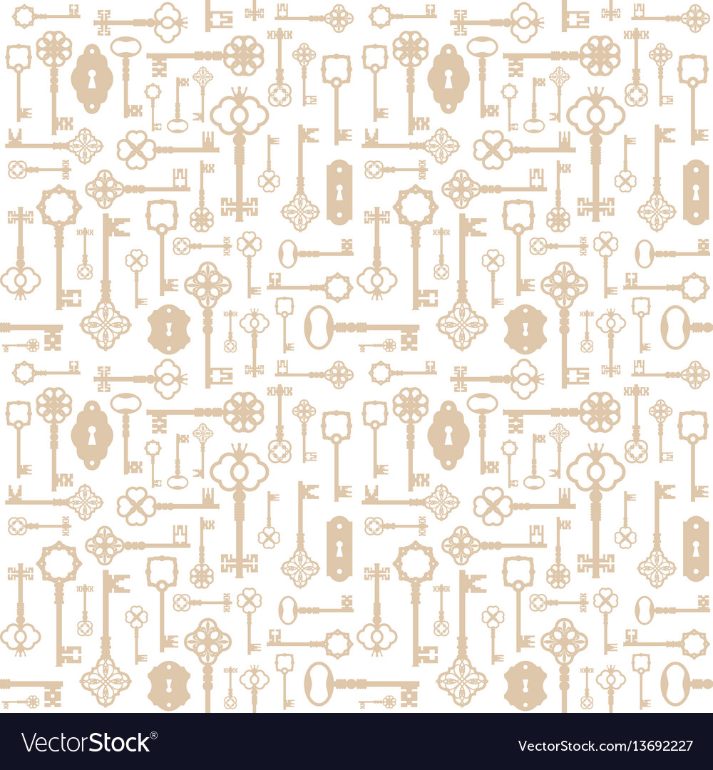 Vintage Keys Seamless Pattern Background For Vector Image
