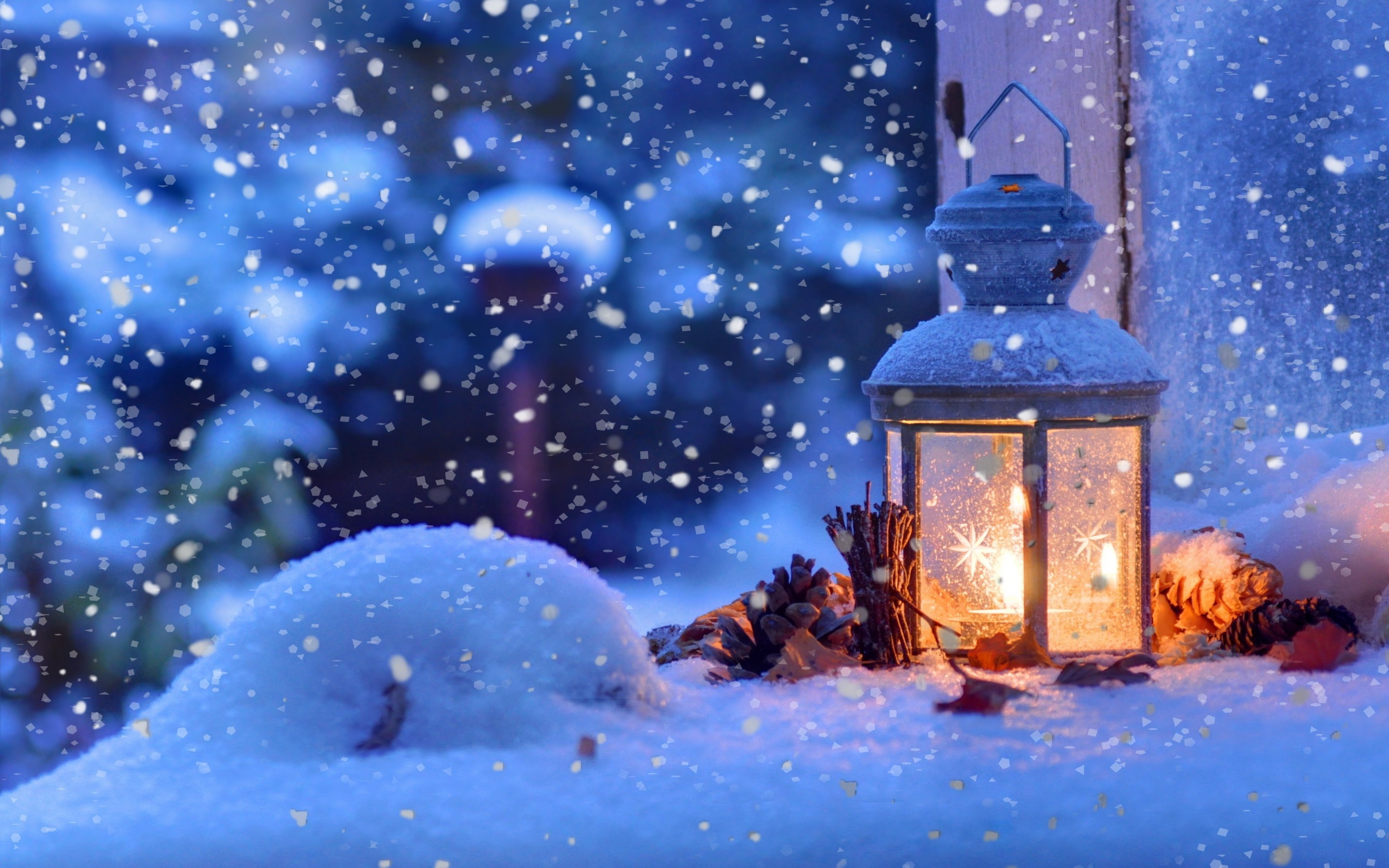 Christmas Snow Winter Macro Light Snowflakes Desktop Wallpaper