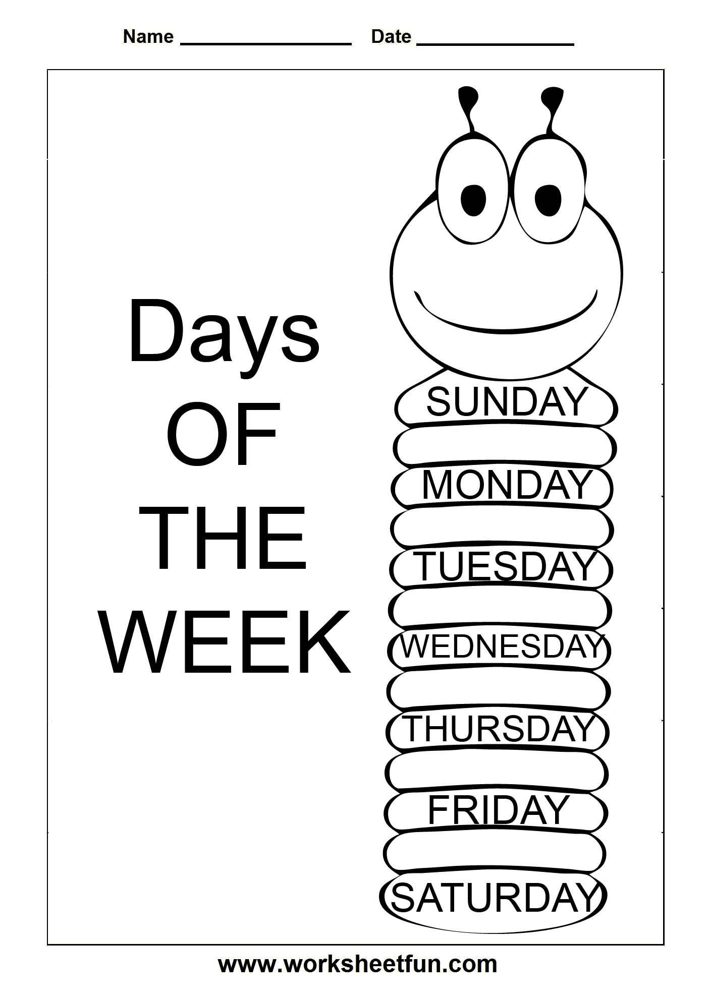 Days Of The Week Worksheets Printable HD
