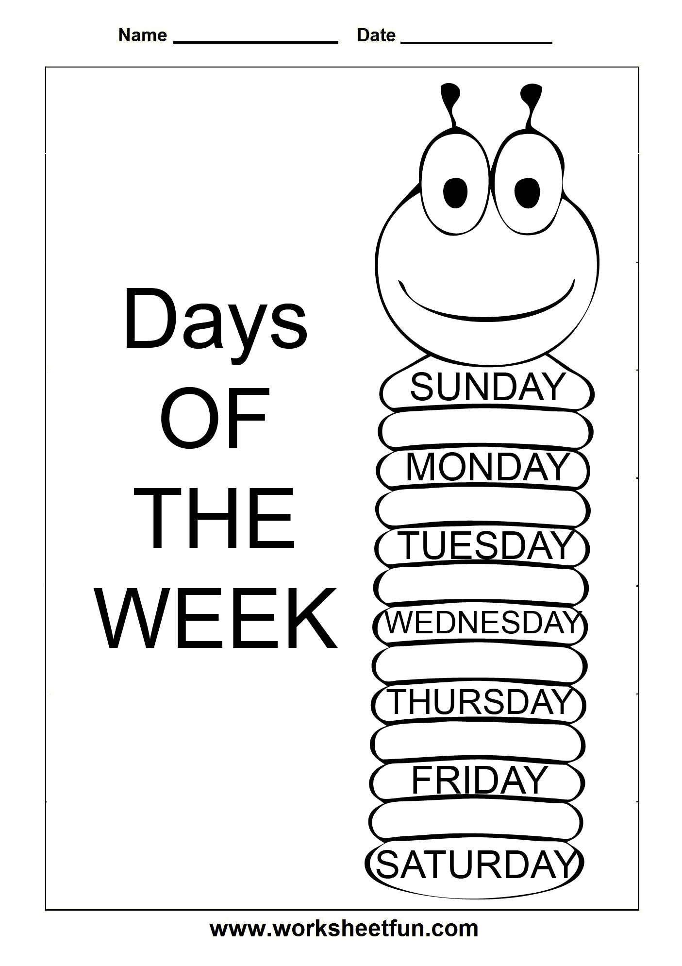 Days Of The Week Worksheets Printable Hd