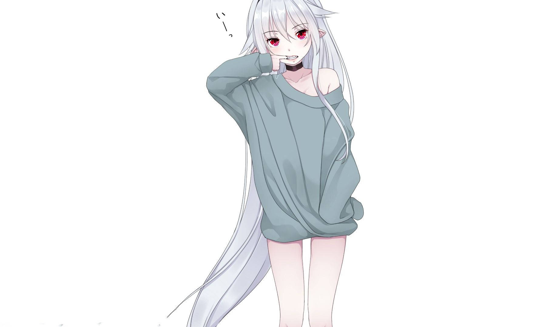 A Girl With Long White Hair Is Standing Her Hands Up Wallpaper