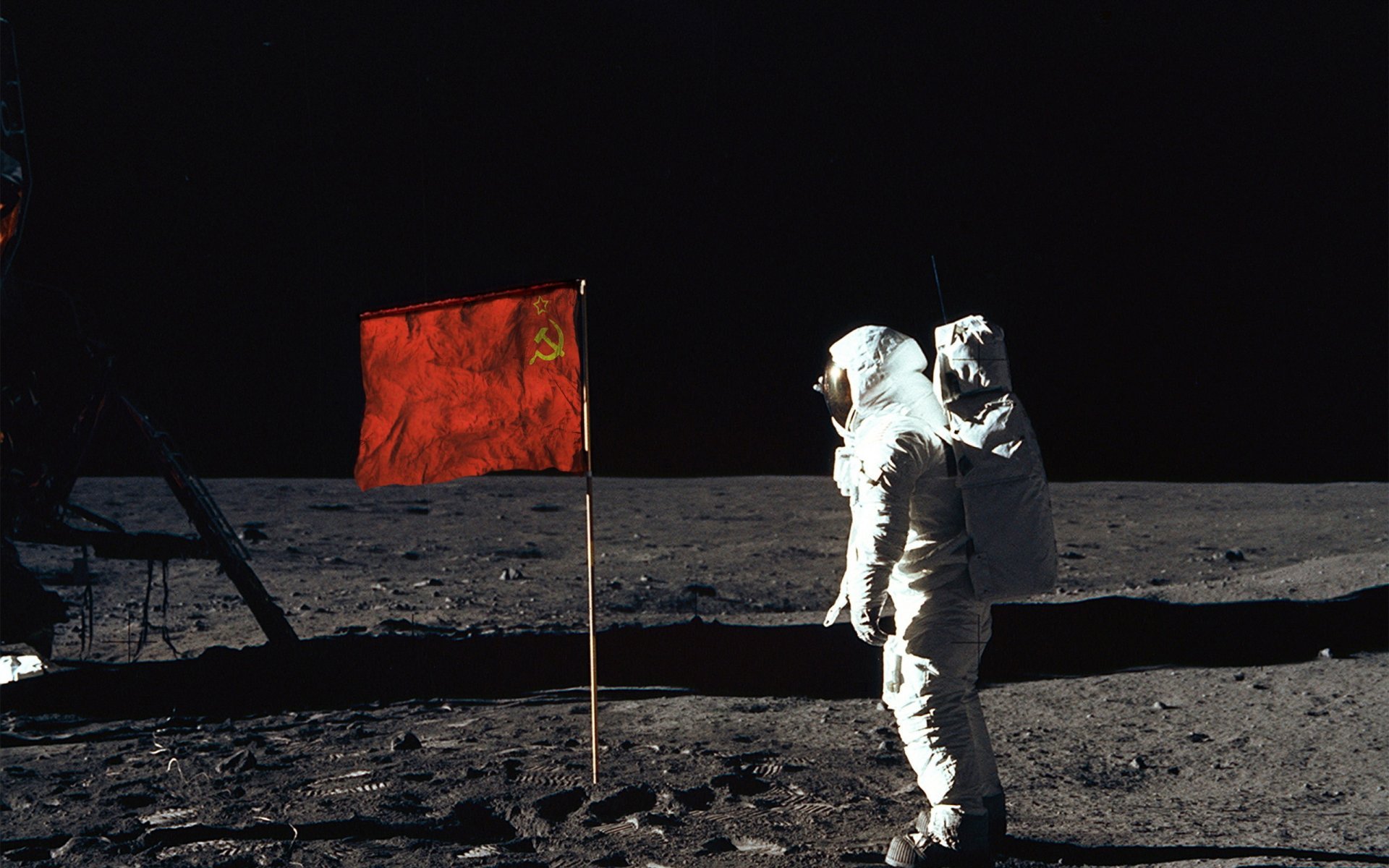 Moon First Man On The Soviet Union Flag Cosmonaut HD