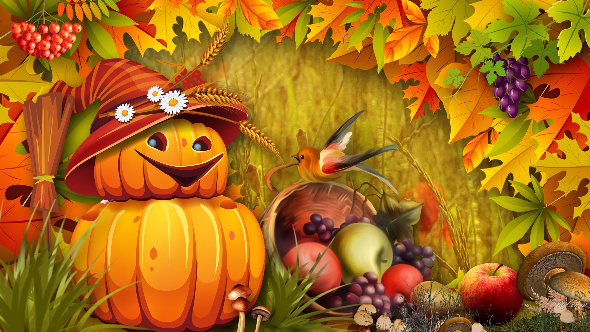 Fall Wallpaper Background With Pumpkins Photos
