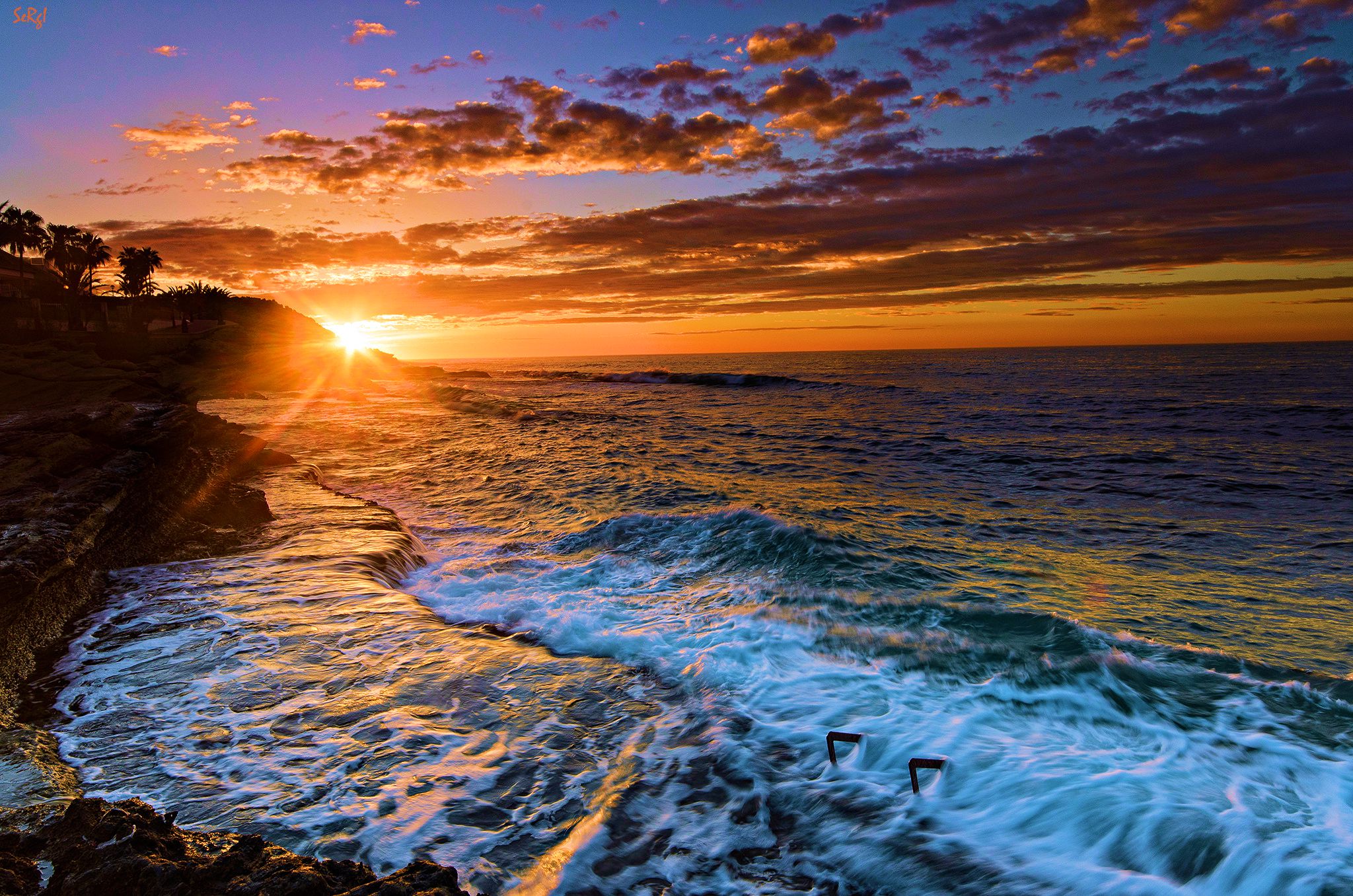 Beach Sunset Background HD Wallpaper