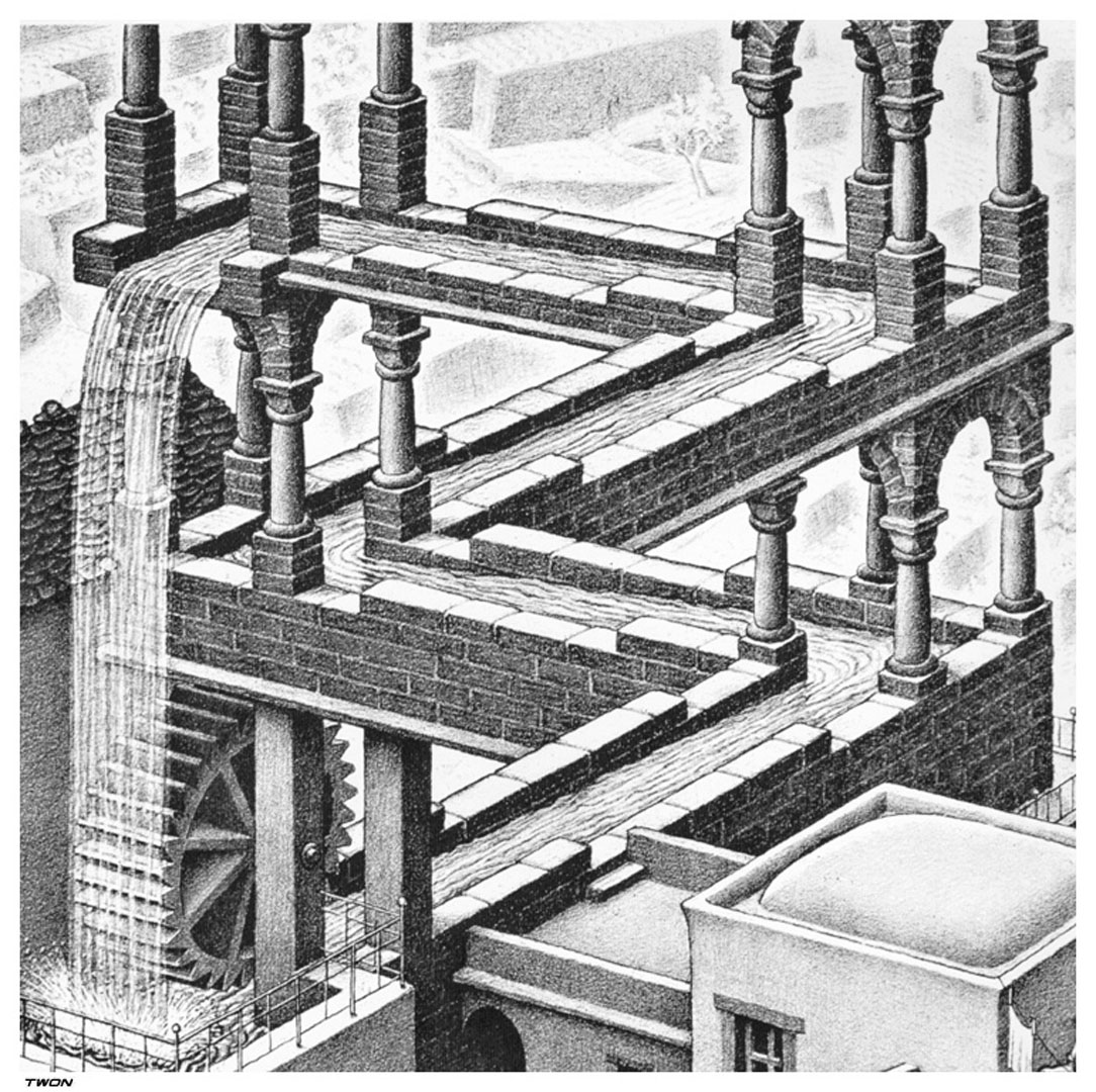 Waterfall Detail A Optical Illusion M C Escher Art Wallpaper Picture