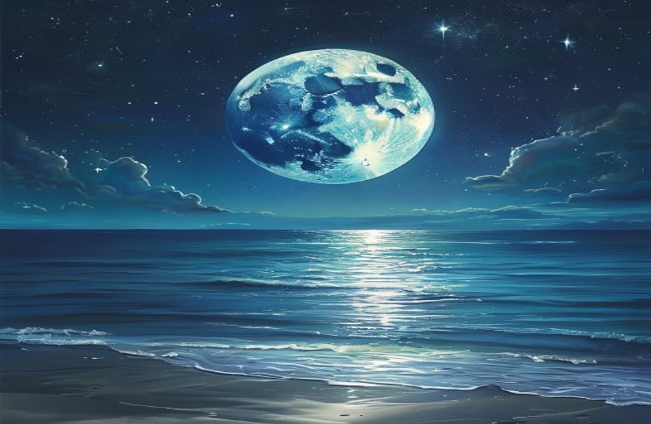 Moon Over Ocean Wallpaper