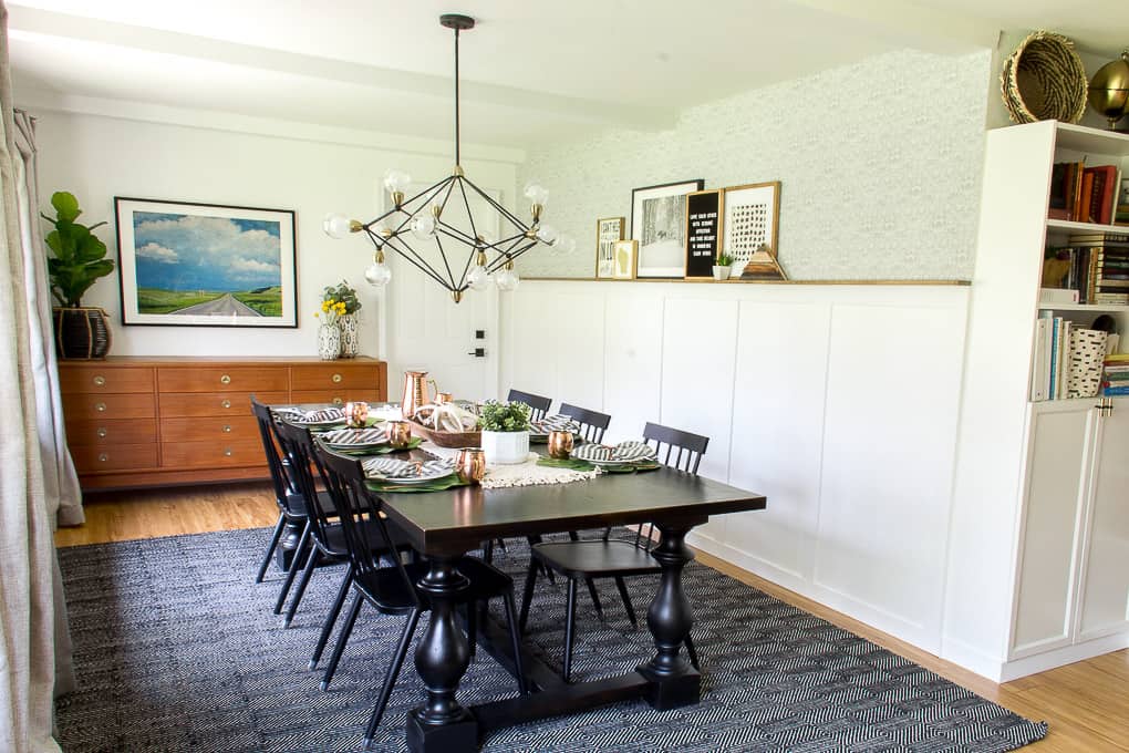 Faux Wainscoting With Picture Ledge And Wallpaper