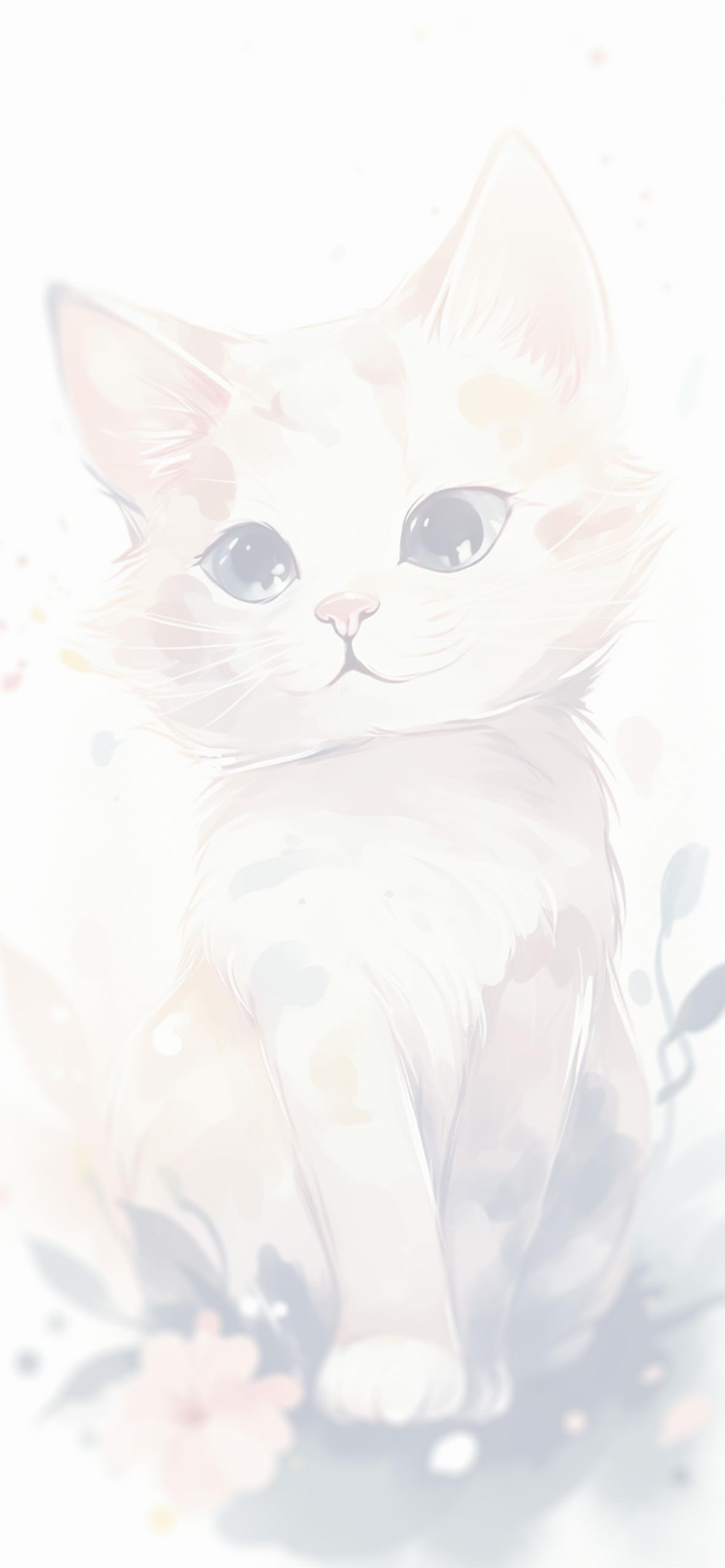 Cute Cat White Art Wallpaper For iPhone 4k