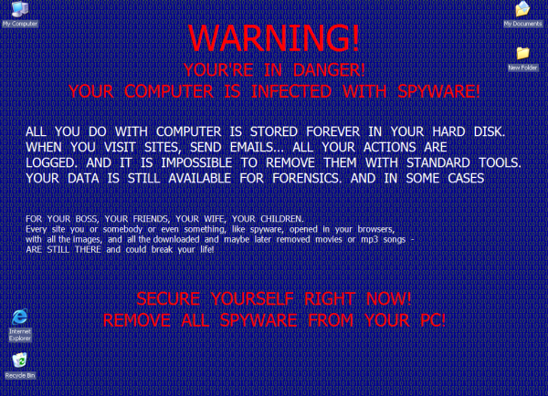 Warning Your Re In Danger Puter Is Infected With Spyware