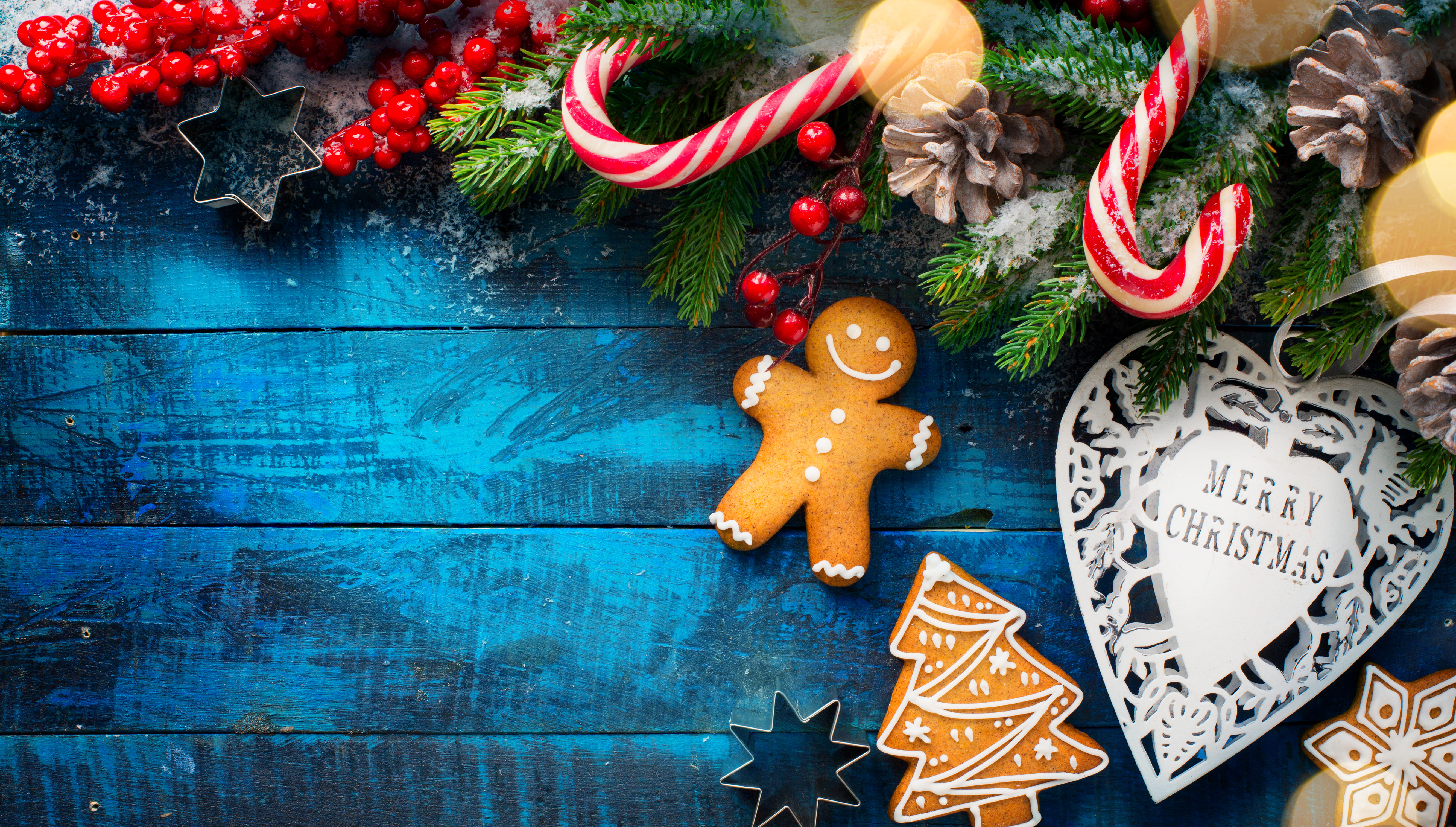 Christmas Berry Cookies Branches Laptop Full HD 1080p 4k Wallpaper