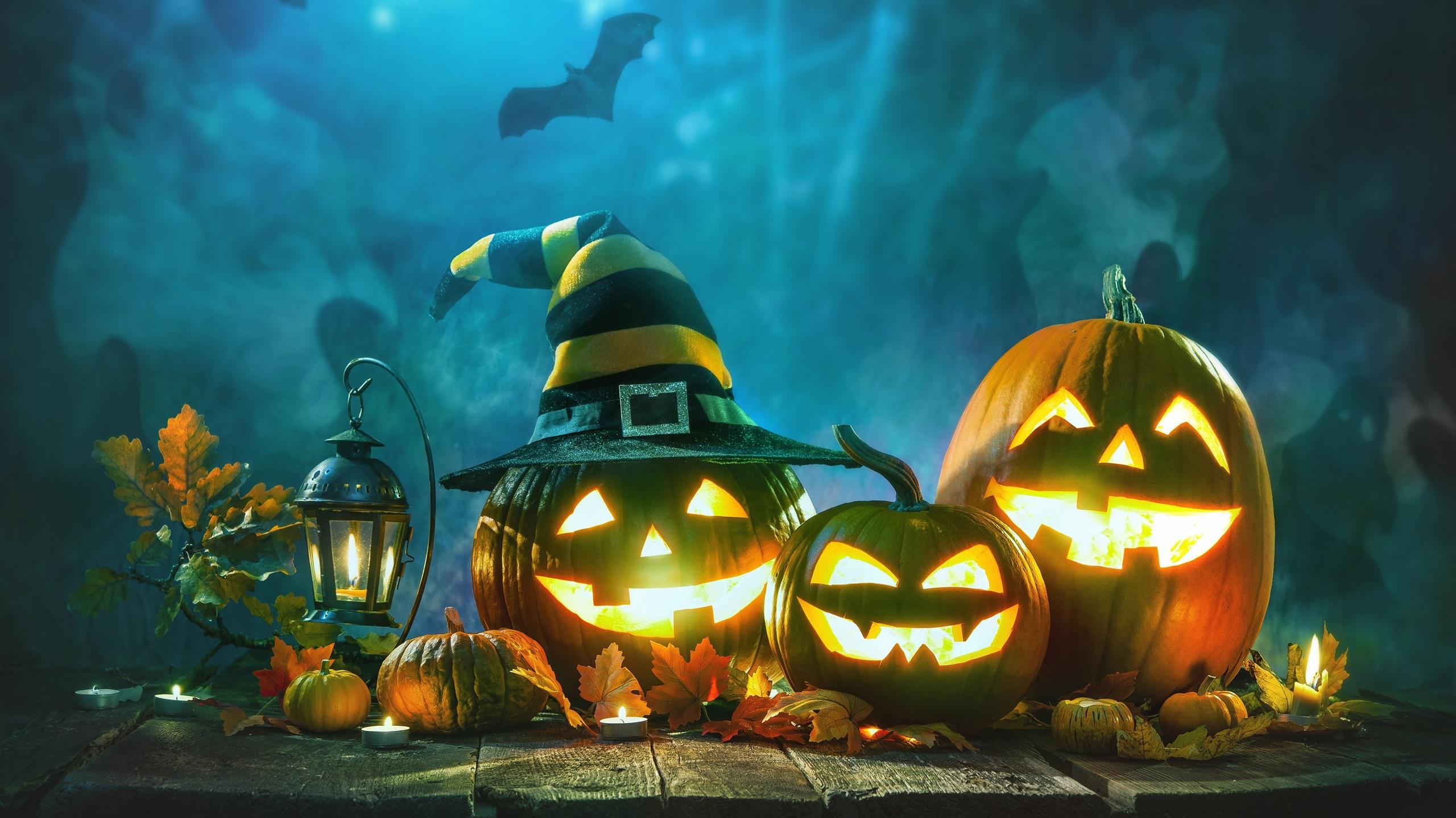 Halloween Pumpkin Lamp Night Wallpaper