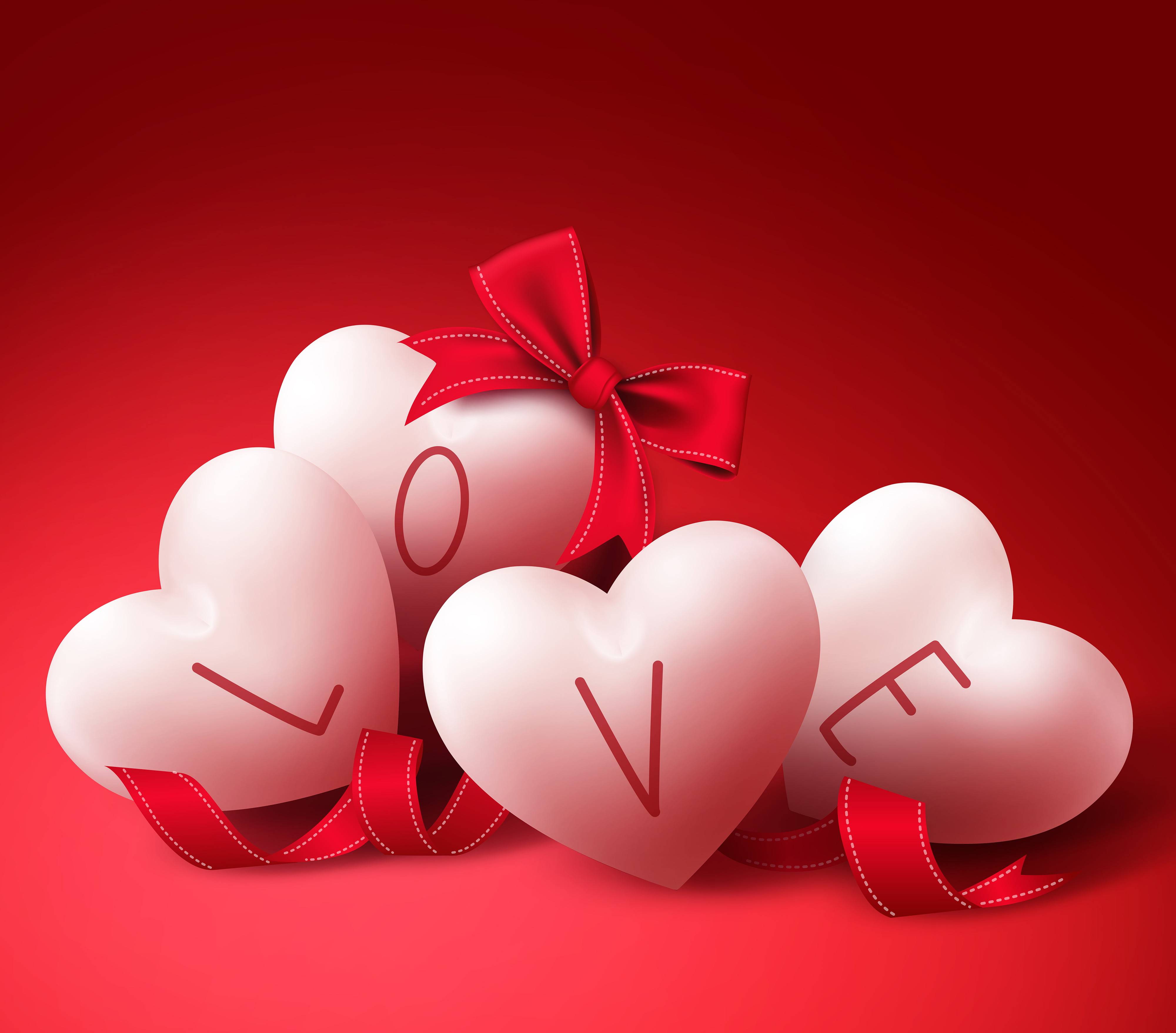 🔥 Download White And Red Heart Shaped Love 3d Illustration HD Wallpaper