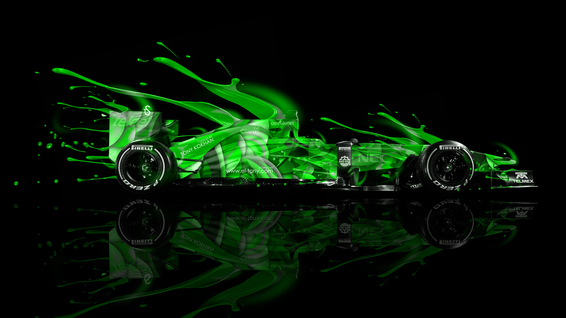 F1 Formula Live Colors Car Multicolors Green Neon Design By