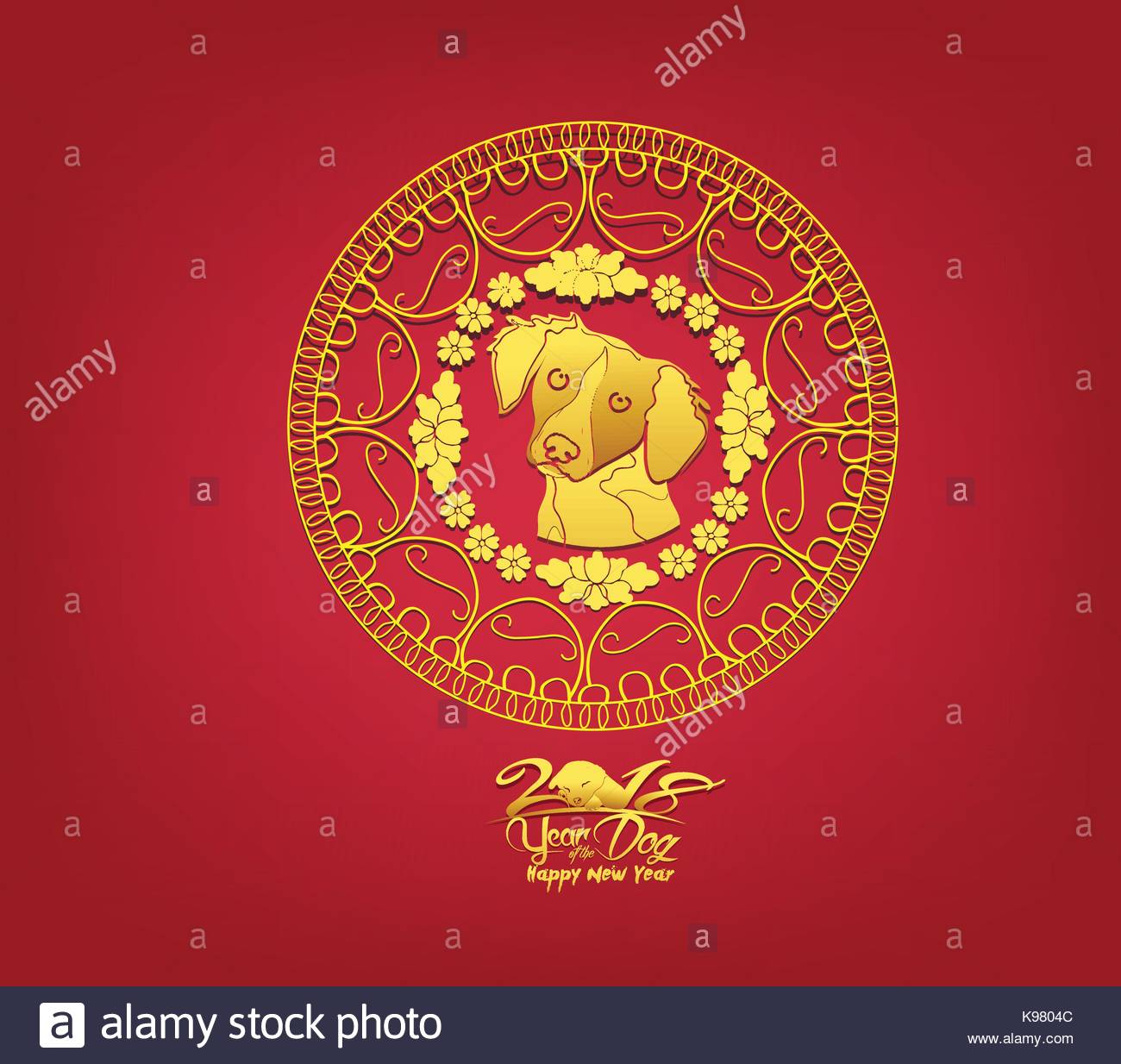 Oriental Happy Chinese New Year 2018 Year of the dog
