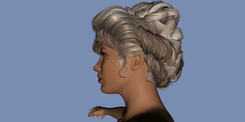 Free Download Gibson Girl Hairstyle Test Render Side By