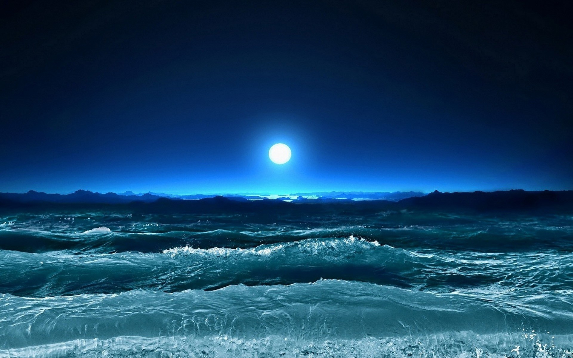 Nature Sea Night Wallpaper HD Desktop 4k High