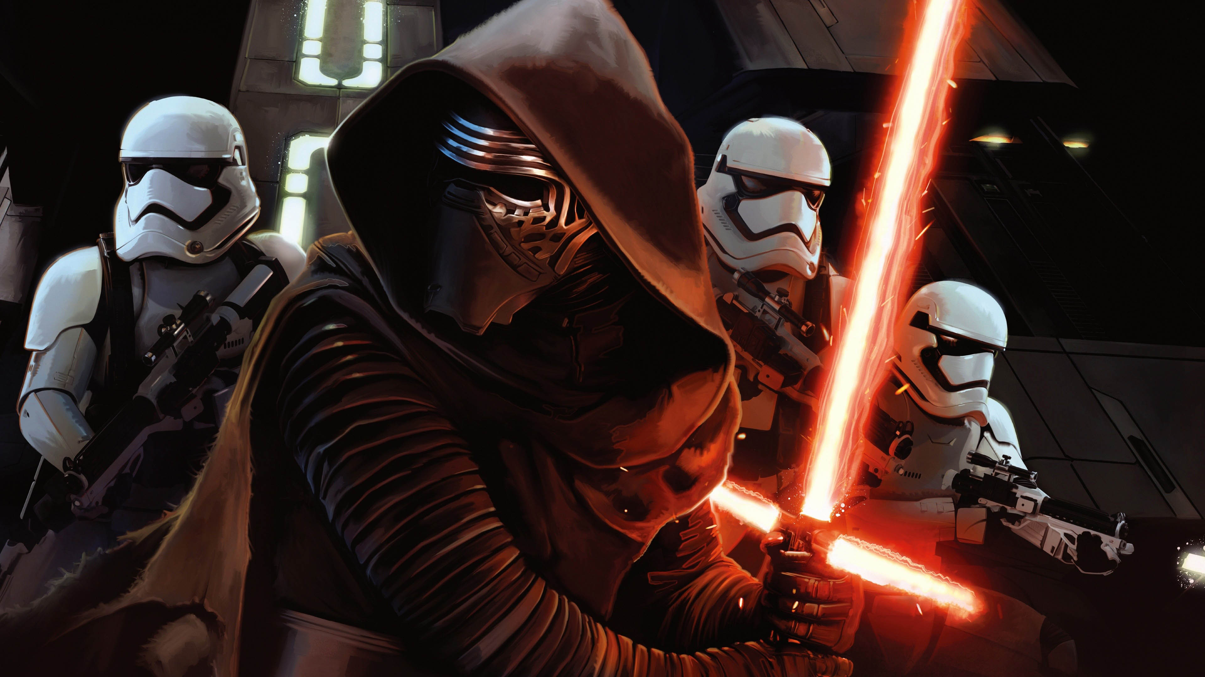 Kylo Ren Stormtroopers   Star Wars The Force Awakens   3840x2160