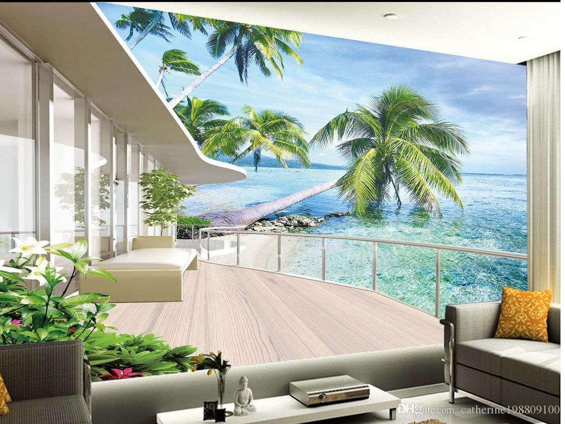 High Quality Costom Villa Balcony Landscape Tv Wall Background